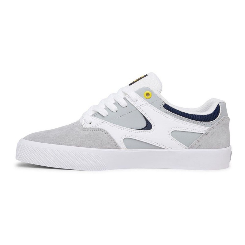 Chaussure DC Shoes Kalis Vulc Cuir Grise Blanche Homme | GZD-6552385