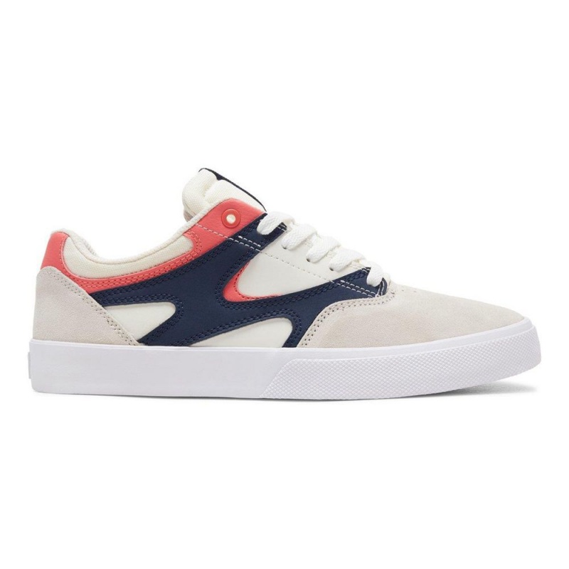 Chaussure DC Shoes Kalis Vulc Cuir Blanche Bleu Marine Homme | DPY-2507693