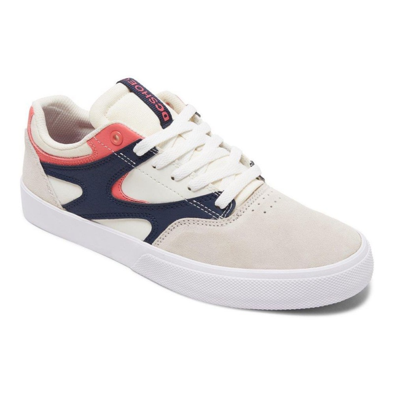 Chaussure DC Shoes Kalis Vulc Cuir Blanche Bleu Marine Homme | DPY-2507693