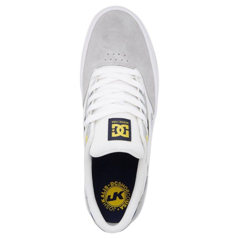 Chaussure DC Shoes Kalis Vulc Cuir Grise Blanche Homme | GZD-6552385