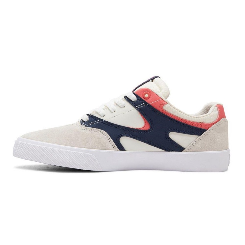 Chaussure DC Shoes Kalis Vulc Cuir Blanche Bleu Marine Homme | DPY-2507693