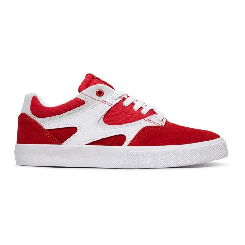 Chaussure DC Shoes Kalis Vulc Cuir Rouge Blanche Homme | BUE-9509283