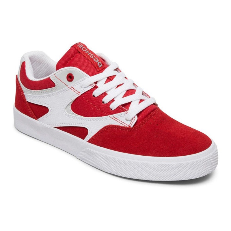 Chaussure DC Shoes Kalis Vulc Cuir Rouge Blanche Homme | BUE-9509283