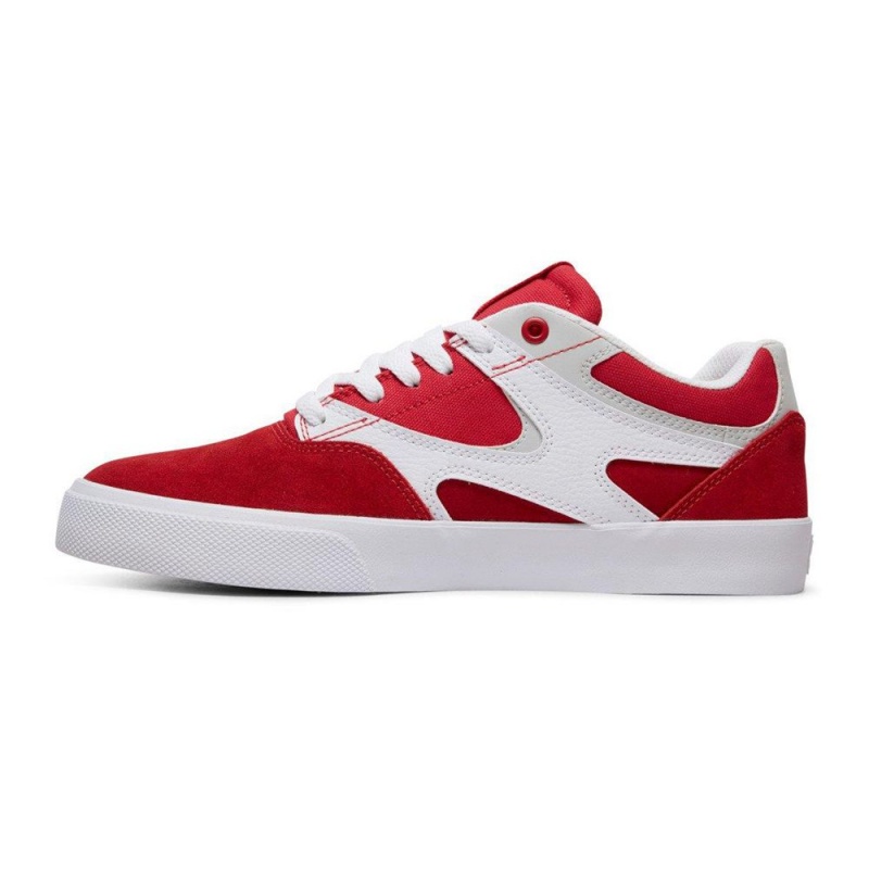 Chaussure DC Shoes Kalis Vulc Cuir Rouge Blanche Homme | BUE-9509283