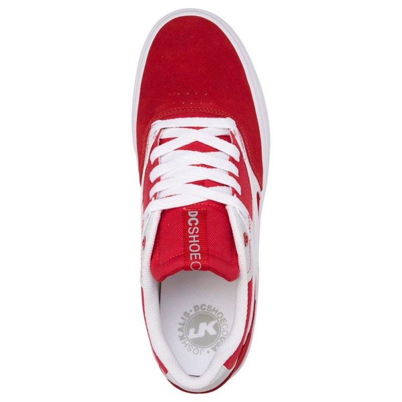 Chaussure DC Shoes Kalis Vulc Cuir Rouge Blanche Homme | BUE-9509283