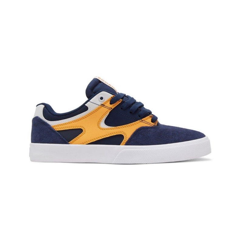 Chaussure DC Shoes Kalis Vulc Cuir Bleu Marine Orange Homme | HEH-1194302