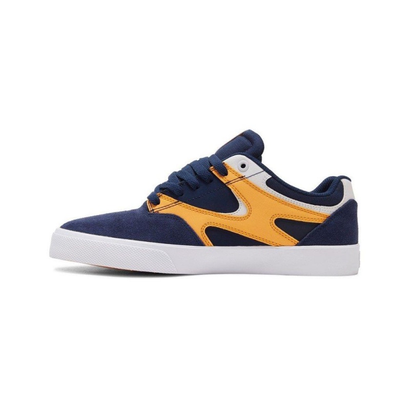 Chaussure DC Shoes Kalis Vulc Cuir Bleu Marine Orange Homme | HEH-1194302