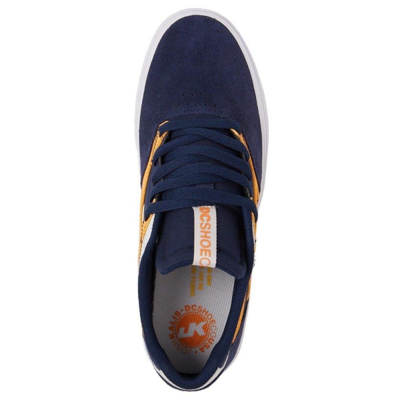 Chaussure DC Shoes Kalis Vulc Cuir Bleu Marine Orange Homme | HEH-1194302