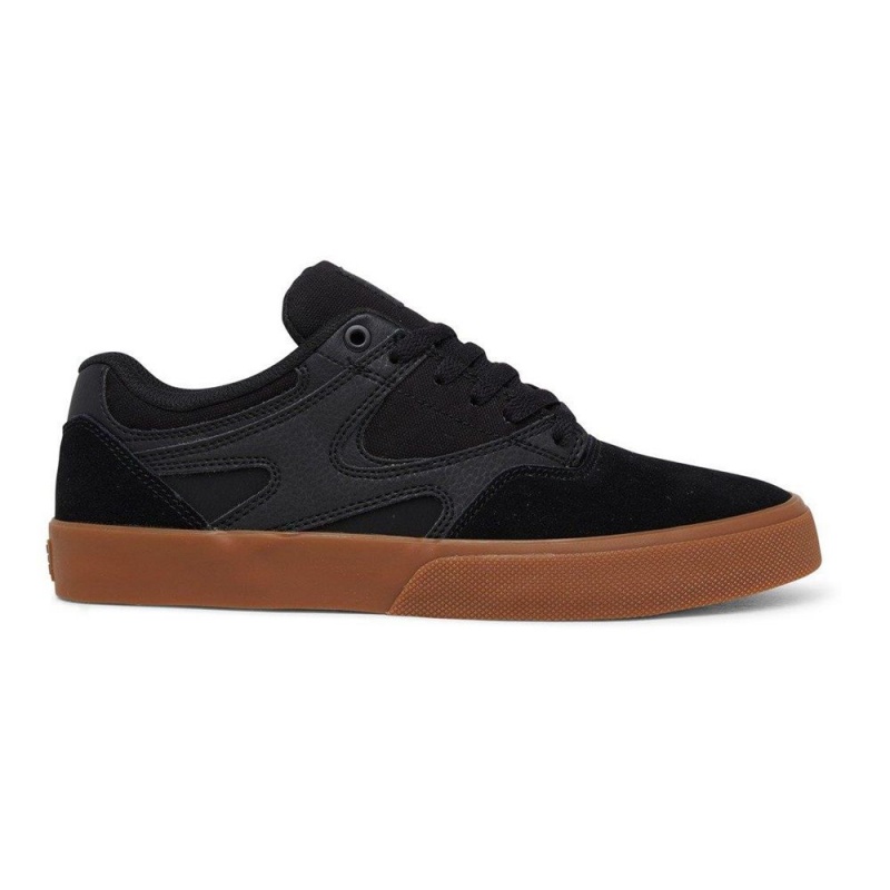 Chaussure DC Shoes Kalis Vulc Cuir Noir Marron Homme | HEL-0104207