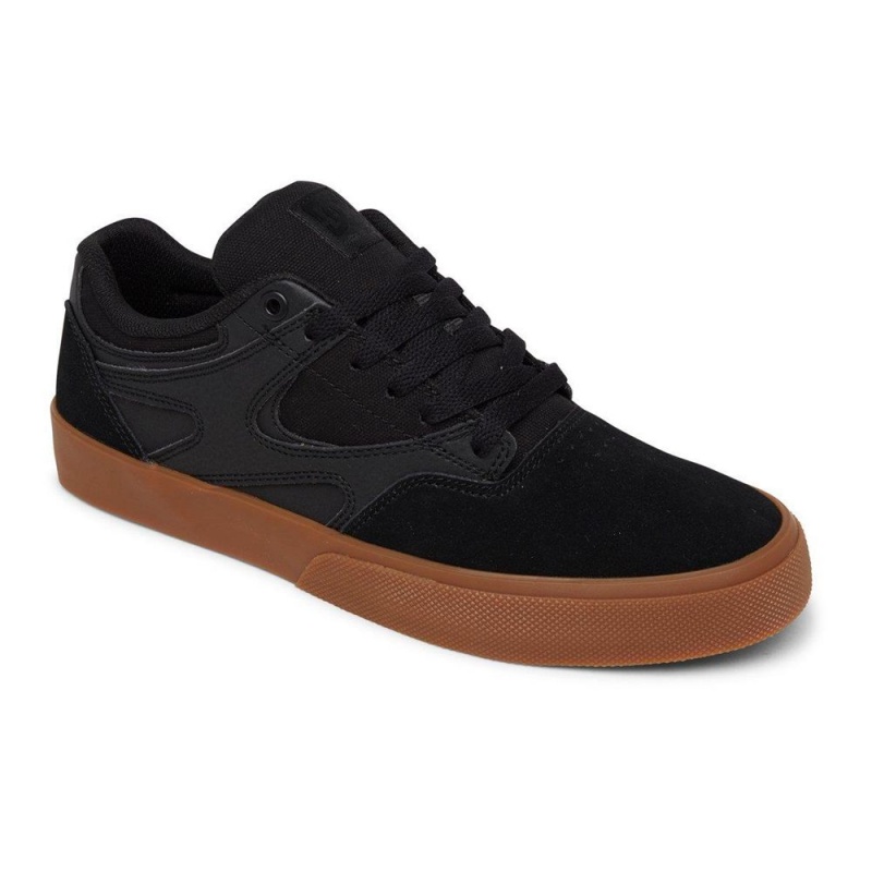 Chaussure DC Shoes Kalis Vulc Cuir Noir Marron Homme | HEL-0104207