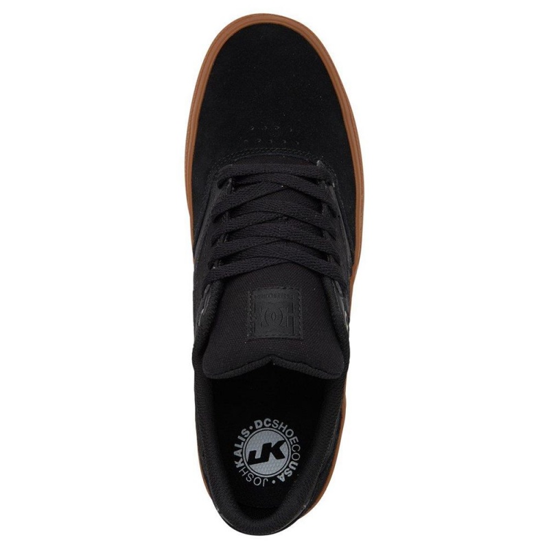 Chaussure DC Shoes Kalis Vulc Cuir Noir Marron Homme | HEL-0104207