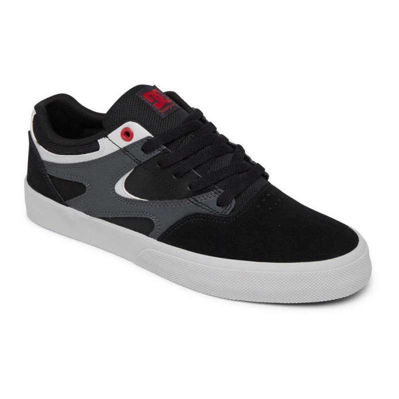 Chaussure DC Shoes Kalis Vulc Cuir Noir Grise Homme | ILM-8644020