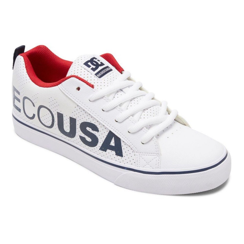 Chaussure DC Shoes Court Vulc SE Blanche Bleu Marine Homme | QEX-4930957