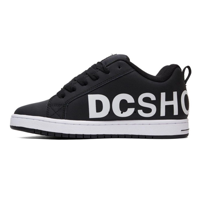 Chaussure DC Shoes Court Graffik SE Cuir Noir Blanche Homme | BDB-6399960