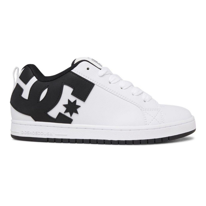 Chaussure DC Shoes Court Graffik Cuir Blanche Noir Homme | RTS-2920303