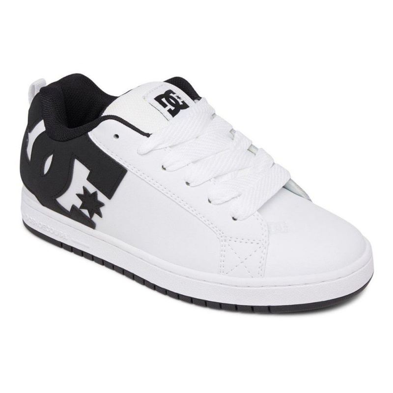 Chaussure DC Shoes Court Graffik Cuir Blanche Noir Homme | RTS-2920303