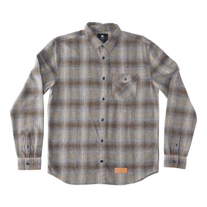 Chemise DC Shoes Marshal Flannel Long Sleeve Vert Grise Homme | FTJ-4396714