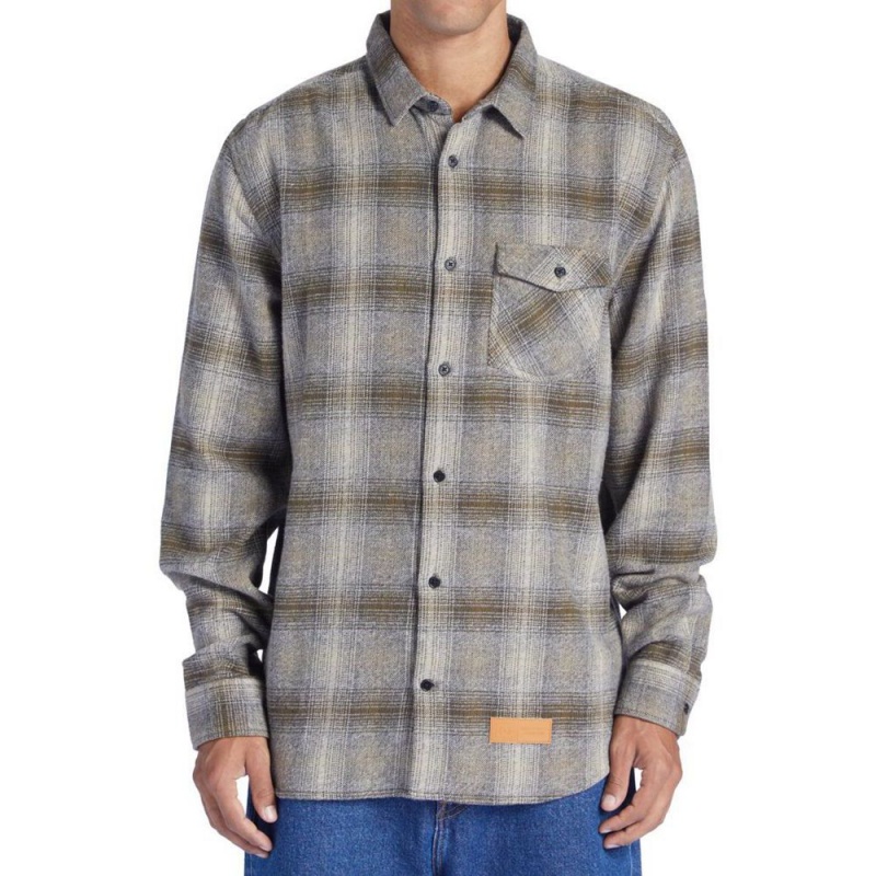 Chemise DC Shoes Marshal Flannel Long Sleeve Vert Grise Homme | FTJ-4396714