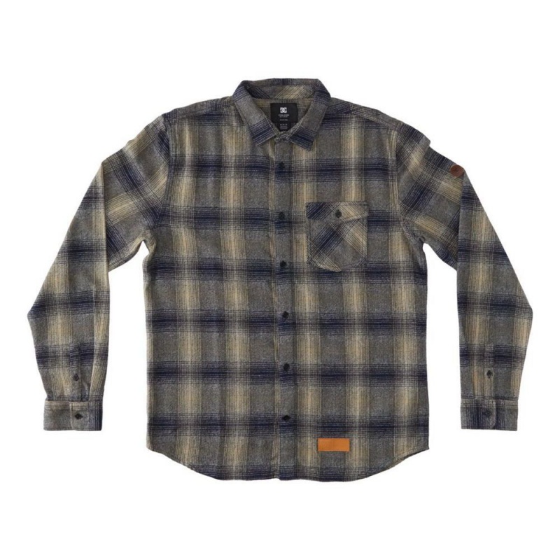 Chemise DC Shoes Marshal Flannel Long Sleeve Bleu Grise Homme | QIX-7984164