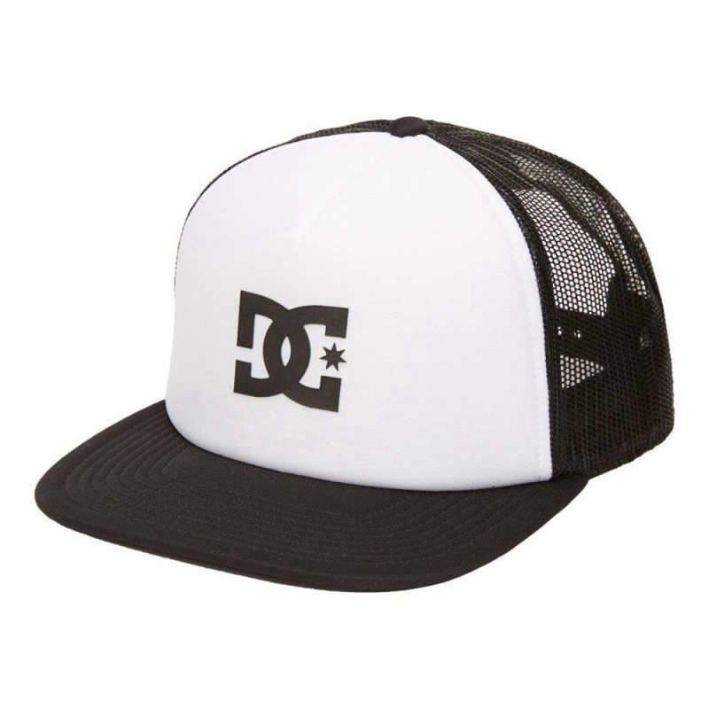 Chapeau DC Shoes Gas Station Trucker Blanche Noir Homme | OVG-2650262