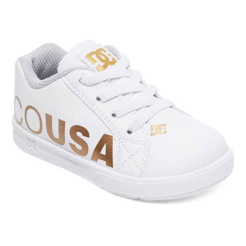 Chaussure DC Shoes Court Graffik Elastic SE Blanche Doré Enfant | ZWO-9584152