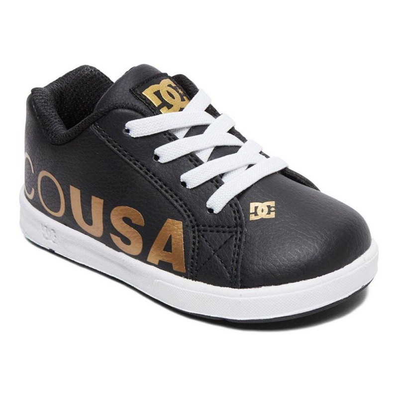 Chaussure DC Shoes Court Graffik Elastic SE Noir Doré Enfant | WLN-9557145