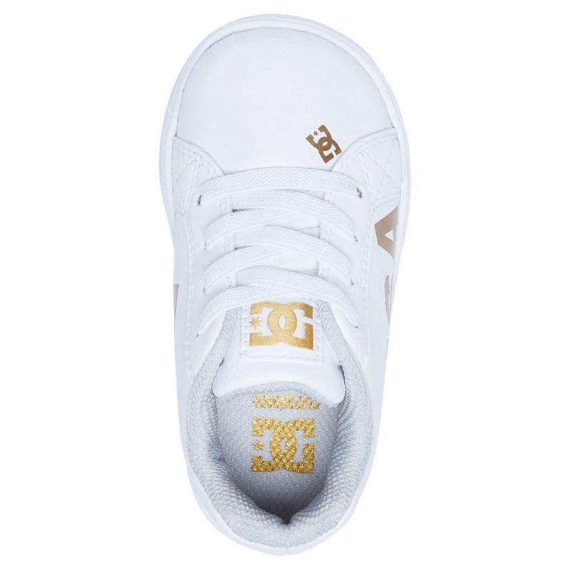 Chaussure DC Shoes Court Graffik Elastic SE Blanche Doré Enfant | ZWO-9584152