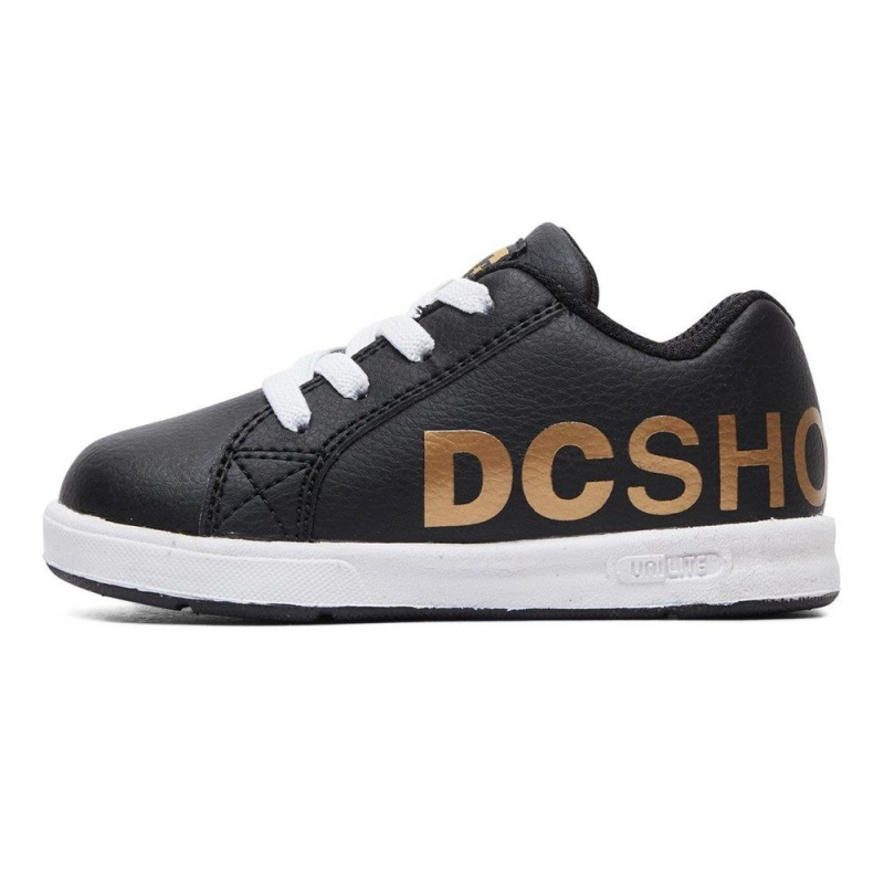 Chaussure DC Shoes Court Graffik Elastic SE Noir Doré Enfant | WLN-9557145