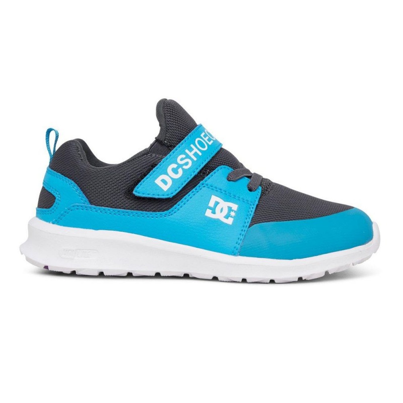 Chaussure DC Shoes Heathrow Prestige Elastic Dentelle Bleu Grise Enfant | FKV-0232759