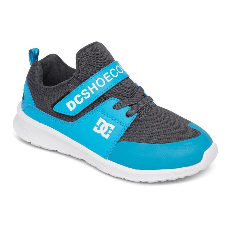 Chaussure DC Shoes Heathrow Prestige Elastic Dentelle Bleu Grise Enfant | FKV-0232759