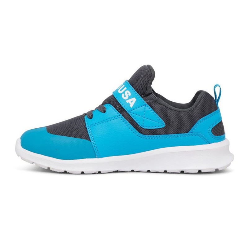 Chaussure DC Shoes Heathrow Prestige Elastic Dentelle Bleu Grise Enfant | FKV-0232759