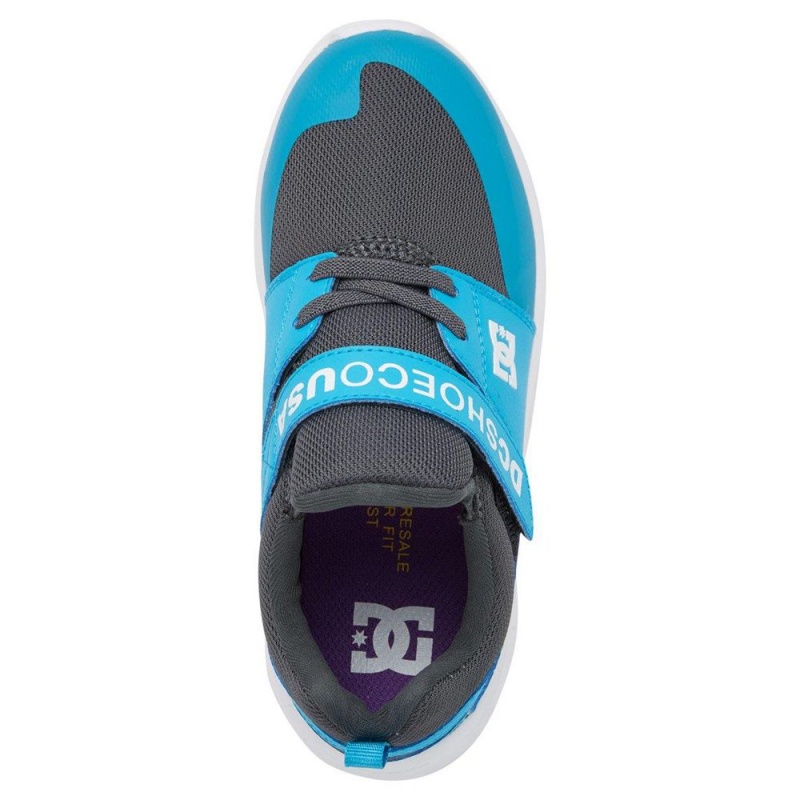 Chaussure DC Shoes Heathrow Prestige Elastic Dentelle Bleu Grise Enfant | FKV-0232759