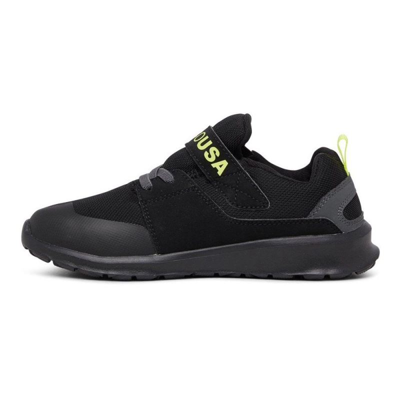 Chaussure DC Shoes Heathrow Prestige Elastic Dentelle Noir Jaune Enfant | OJM-7803580