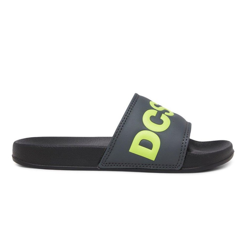 Claquette DC Shoes Grise Jaune Enfant | ESM-0808953