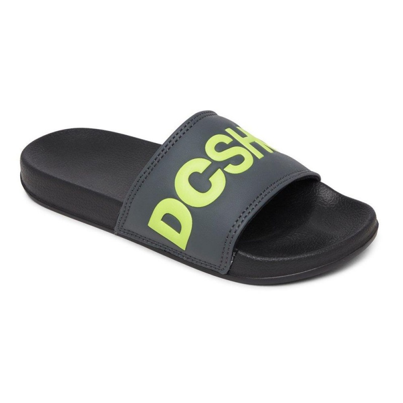 Claquette DC Shoes Grise Jaune Enfant | ESM-0808953