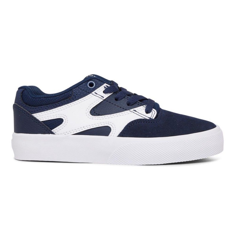 Chaussure DC Shoes Kalis Vulc Bleu Marine Blanche Enfant | MCF-1014677