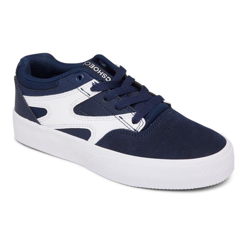 Chaussure DC Shoes Kalis Vulc Bleu Marine Blanche Enfant | MCF-1014677