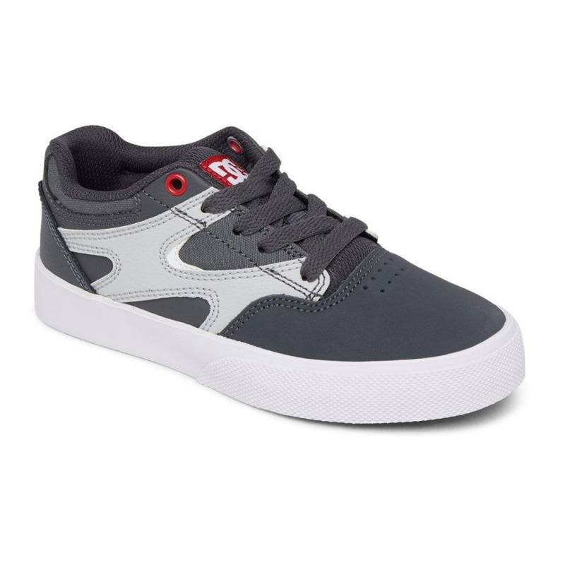 Chaussure DC Shoes Kalis Vulc Grise Rouge Enfant | IET-9249439