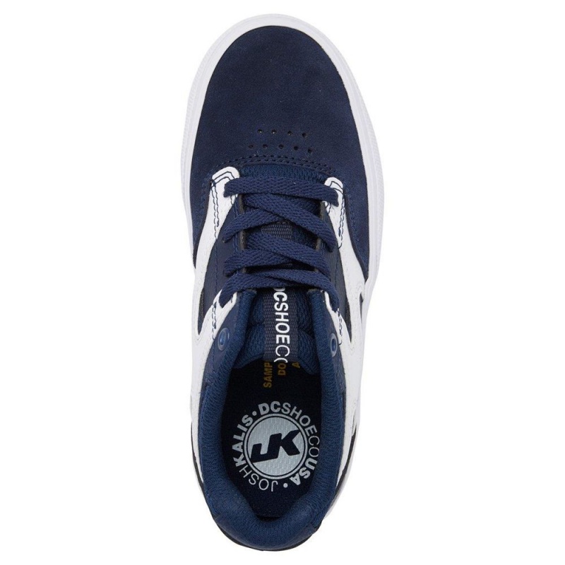 Chaussure DC Shoes Kalis Vulc Bleu Marine Blanche Enfant | MCF-1014677