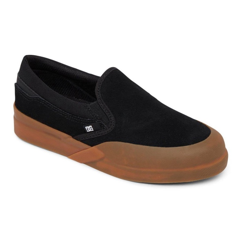 Chaussure DC Shoes Infinite Cuir Slip-On Noir Marron Enfant | YDE-9952631