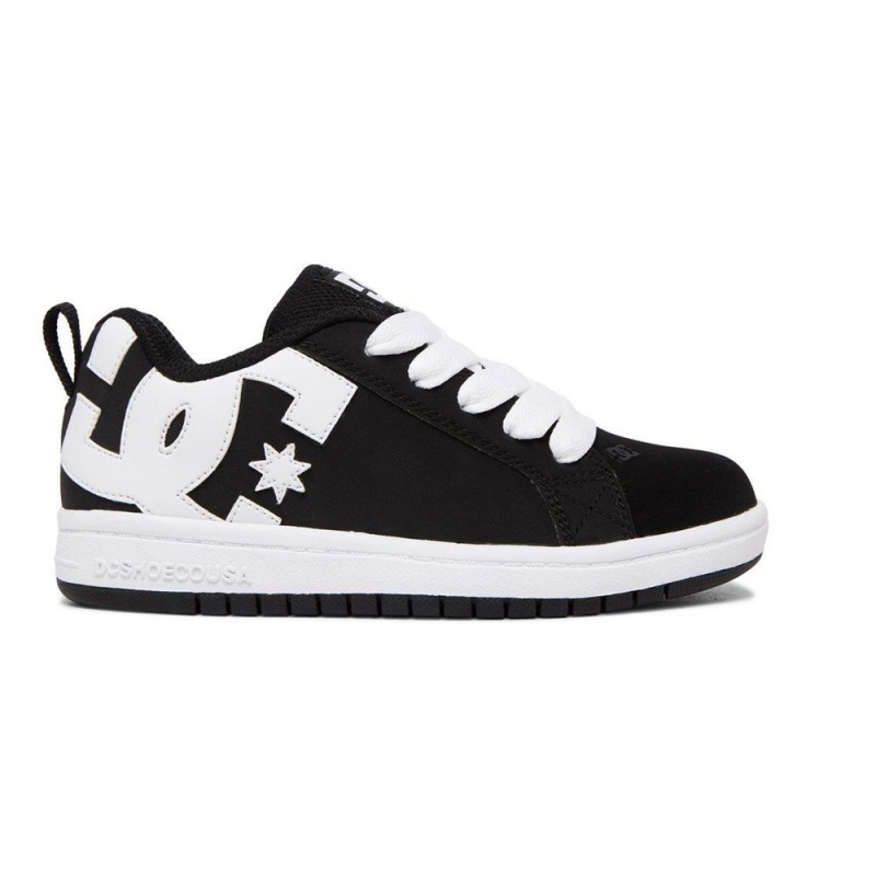 Chaussure DC Shoes Court Graffik Noir Blanche Enfant | AXM-0011942