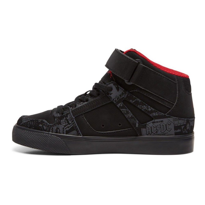 Chaussure DC Shoes Pure Hi AC/DC Noir Rouge Enfant | NCH-0505929