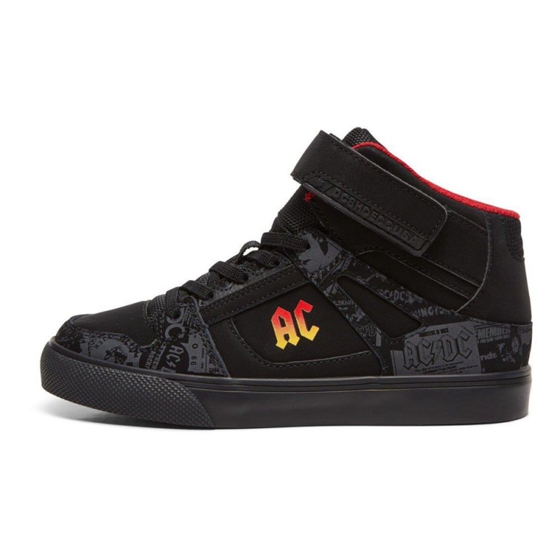 Chaussure DC Shoes Pure Hi AC/DC Noir Rouge Enfant | NCH-0505929